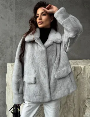 Голубая норковая шуба