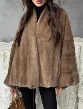 Норковое пончо с рукавами «летучая мышь»