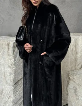 Черная норковая шуба из меха Saga furs