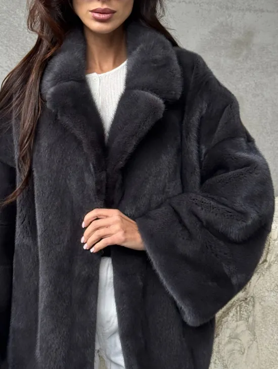 Серый норковый полушубок - автоледи