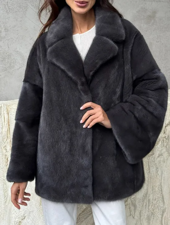 Серый норковый полушубок - автоледи