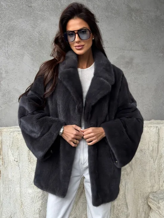 Серый норковый полушубок - автоледи