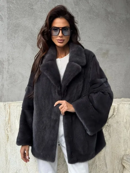 Серый норковый полушубок - автоледи