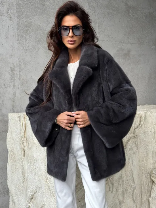 Серый норковый полушубок - автоледи