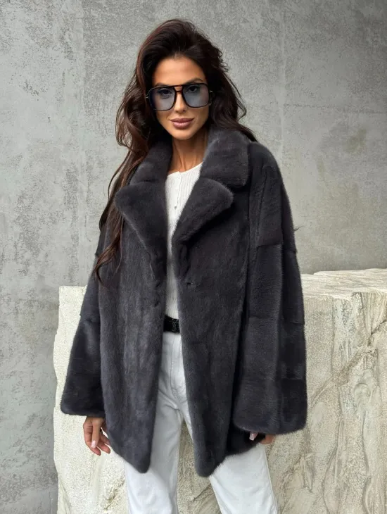 Серый норковый полушубок - автоледи