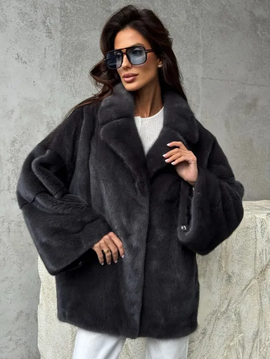 Серый норковый полушубок - автоледи