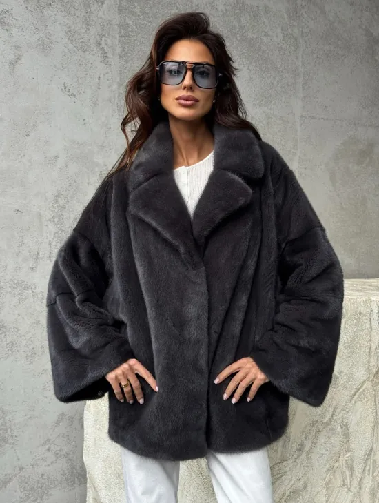 Серый норковый полушубок - автоледи