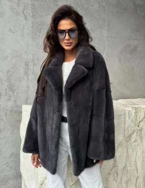 Серый норковый полушубок - автоледи