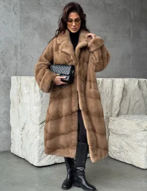 Бежевая норковая шуба oversize