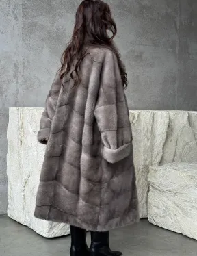 Серая норковая шуба oversize