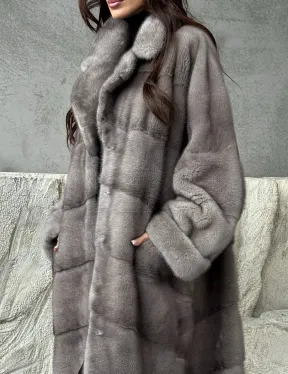 Серая норковая шуба oversize