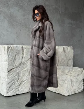 Серая норковая шуба oversize
