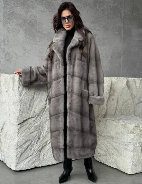 Серая норковая шуба oversize