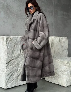 Серая норковая шуба oversize