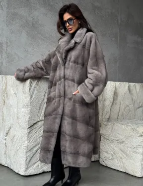 Серая норковая шуба oversize