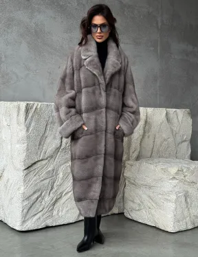 Серая норковая шуба oversize