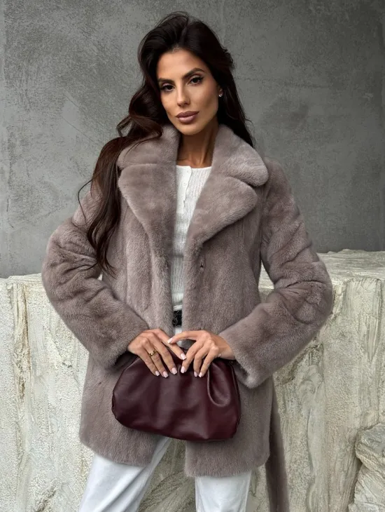 Норковая шуба - жакет с поясом