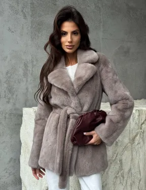 Норковая шуба - жакет с поясом