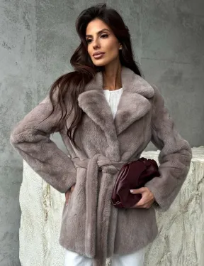 Норковая шуба - жакет с поясом