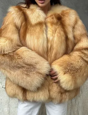 Шуба из натурального лисьего меха