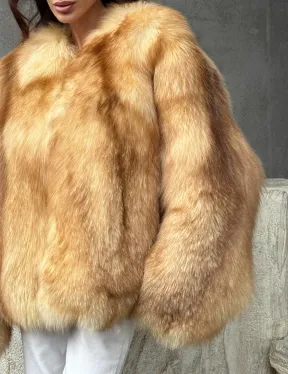 Шуба из натурального лисьего меха