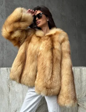Шуба из натурального лисьего меха