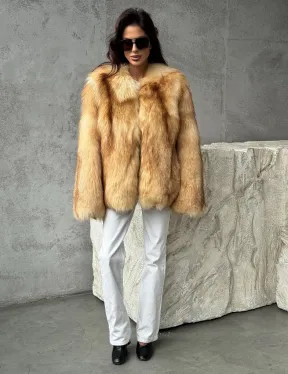 Шуба из натурального лисьего меха