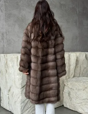 Шуба из куницы средней длины