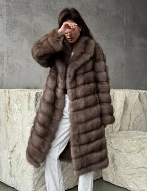 Шуба из куницы средней длины