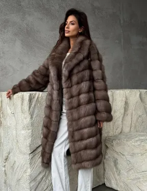 Шуба из куницы средней длины