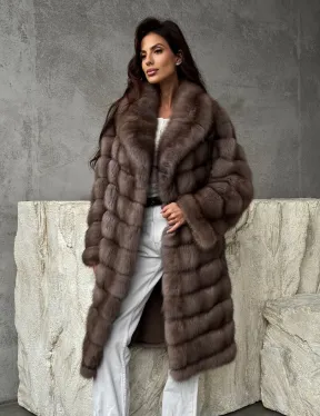 Шуба из куницы средней длины