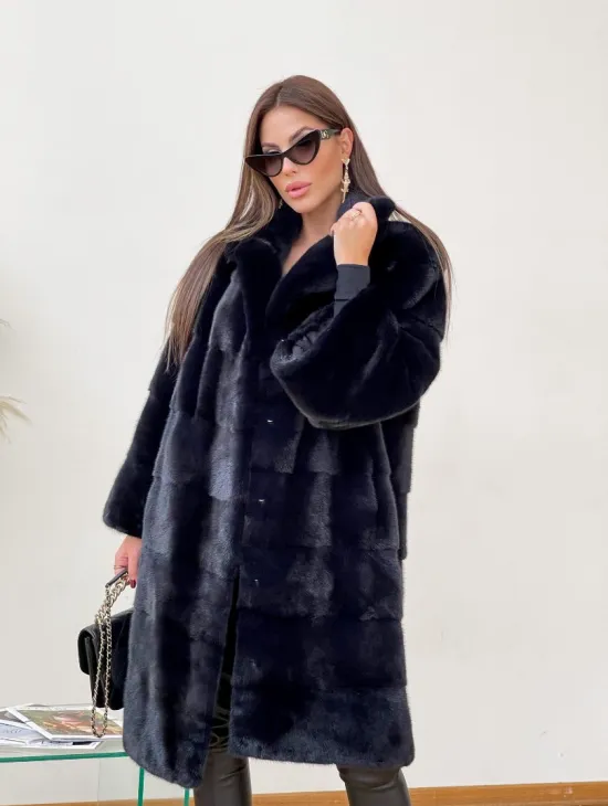 Норковая шуба синего цвета