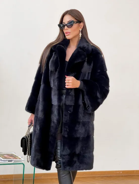 Норковая шуба синего цвета