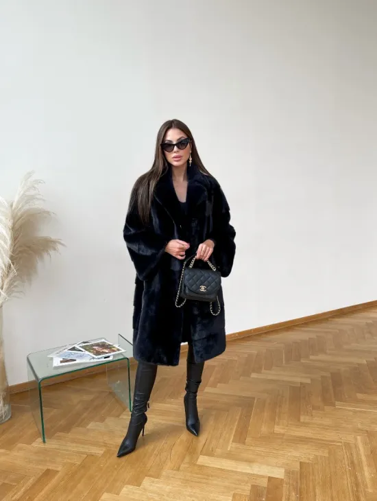 Норковая шуба синего цвета