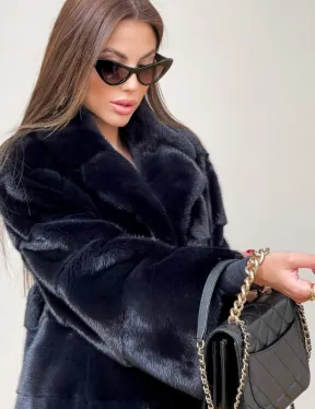 Норковая шуба синего цвета