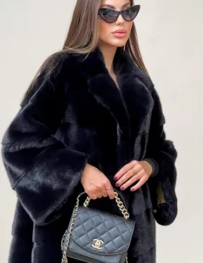 Норковая шуба синего цвета