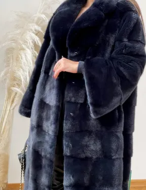 Норковая шуба синего цвета