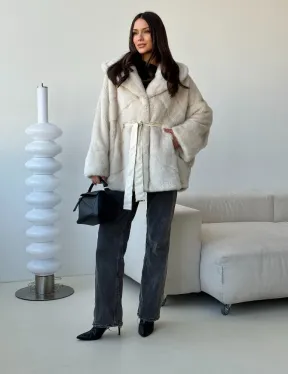 Шуба автоледи под пояс из меха норки