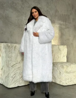 Длинная шуба из белой арктической лисы - пошив в роспуск