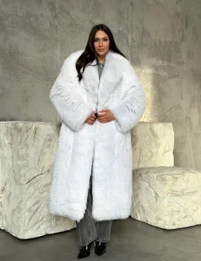 Длинная шуба из белой арктической лисы - пошив в роспуск