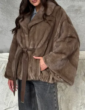 Норковая шуба английский воротник 