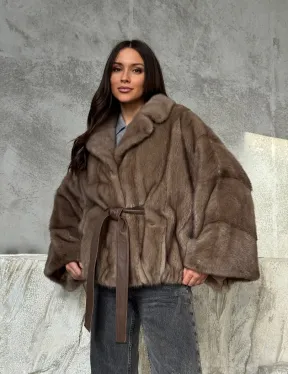 Норковая шуба английский воротник 