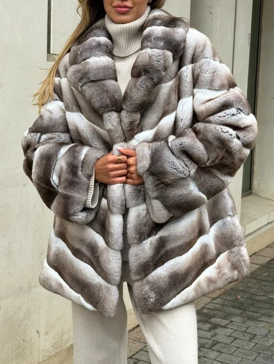 Шуба из меха шиншиллового кролика PREMIUM COLLECTION