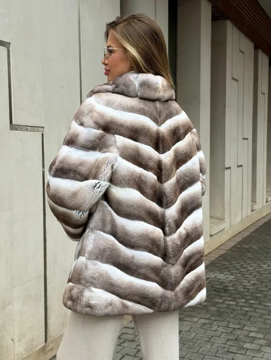 Шуба из меха шиншиллового кролика PREMIUM COLLECTION