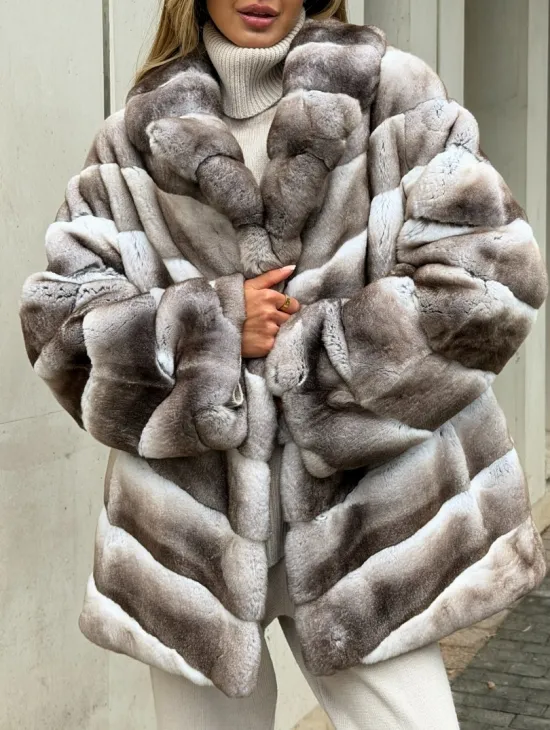 Шуба из меха шиншиллового кролика PREMIUM COLLECTION