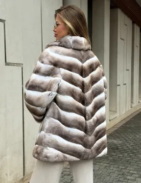 Шуба из меха шиншиллового кролика PREMIUM COLLECTION