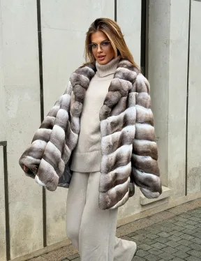 Шуба из меха шиншиллового кролика PREMIUM COLLECTION