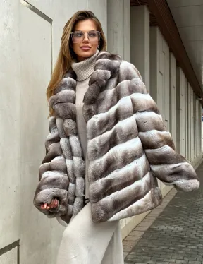 Шуба из меха шиншиллового кролика PREMIUM COLLECTION