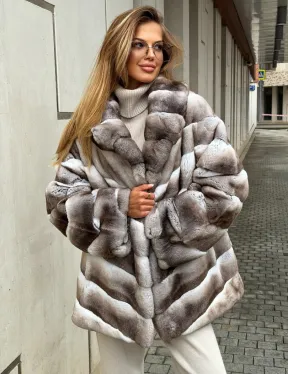 Шуба из меха шиншиллового кролика PREMIUM COLLECTION