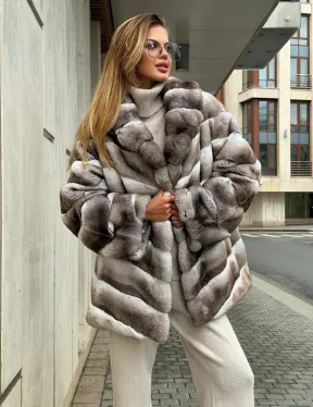 Шуба из меха шиншиллового кролика PREMIUM COLLECTION